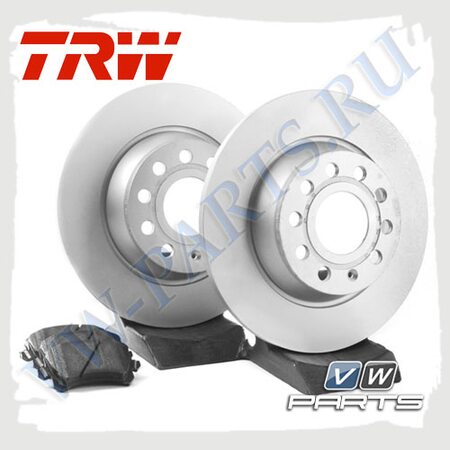 Комплект задних тормозных дисков с колодками TRW 1798009