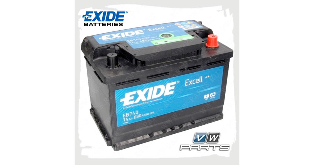Аккумуляторная батарея Exide Excell (74AH/680A) EB740. 